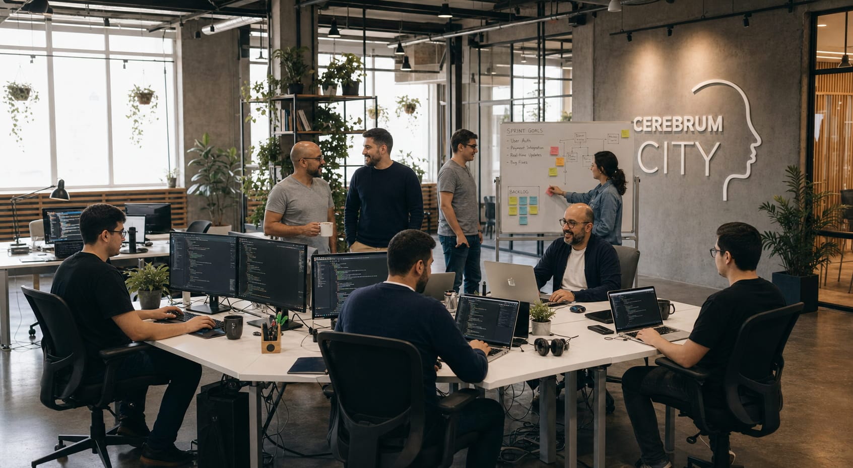 The Cerebrum City team in their workspace